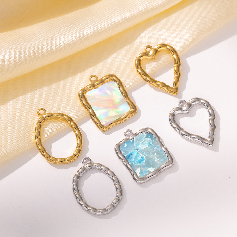 Resin Art Materials - 5pcs Stainless Steel Heart Round Open