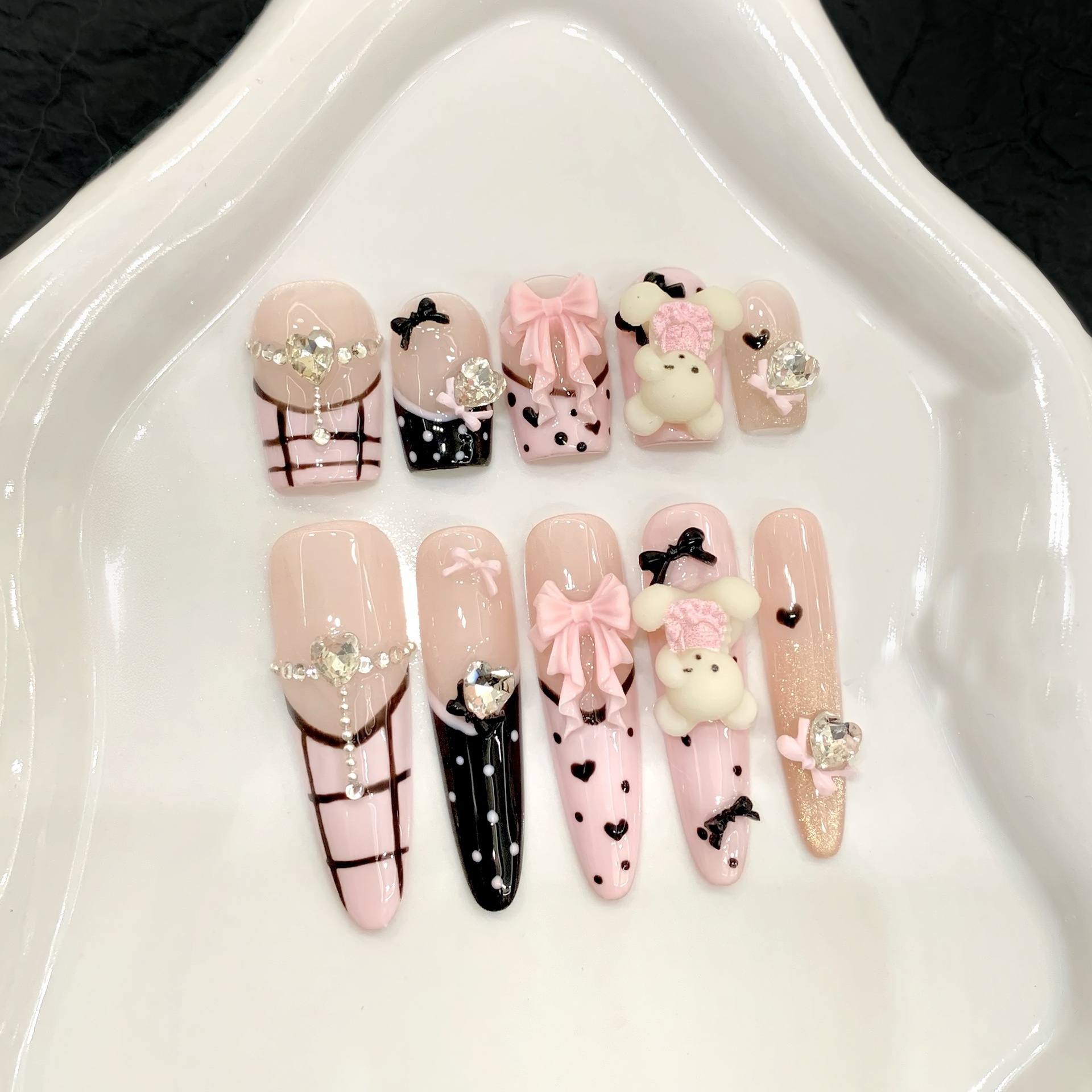 Resin Art Liquid - 10pcs Pure Hand Pressed Stiletto/Coffin Nail