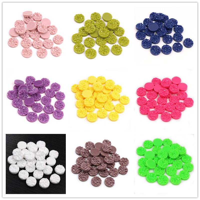 Resin Art Notes - 40pcs Resin Druzy Cabochons Dome 8/10/12mm