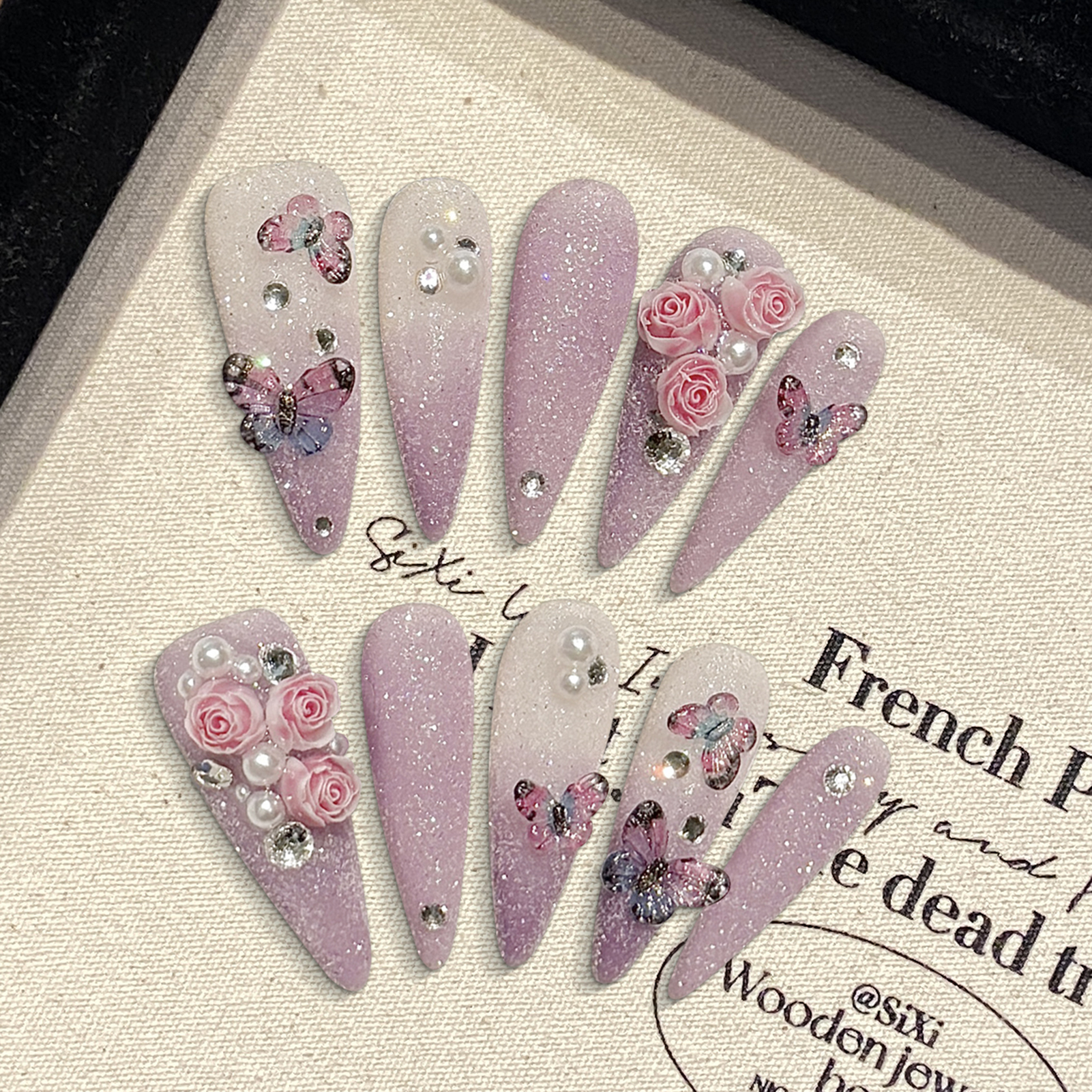 Resin Art Materials - 10pcs Long Stiletto Handmade Fake Nails