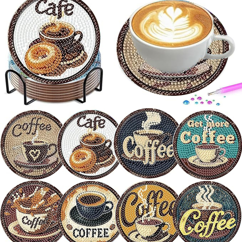 Resin Art Liquid - 8 pieces/set of diamond painted coaster