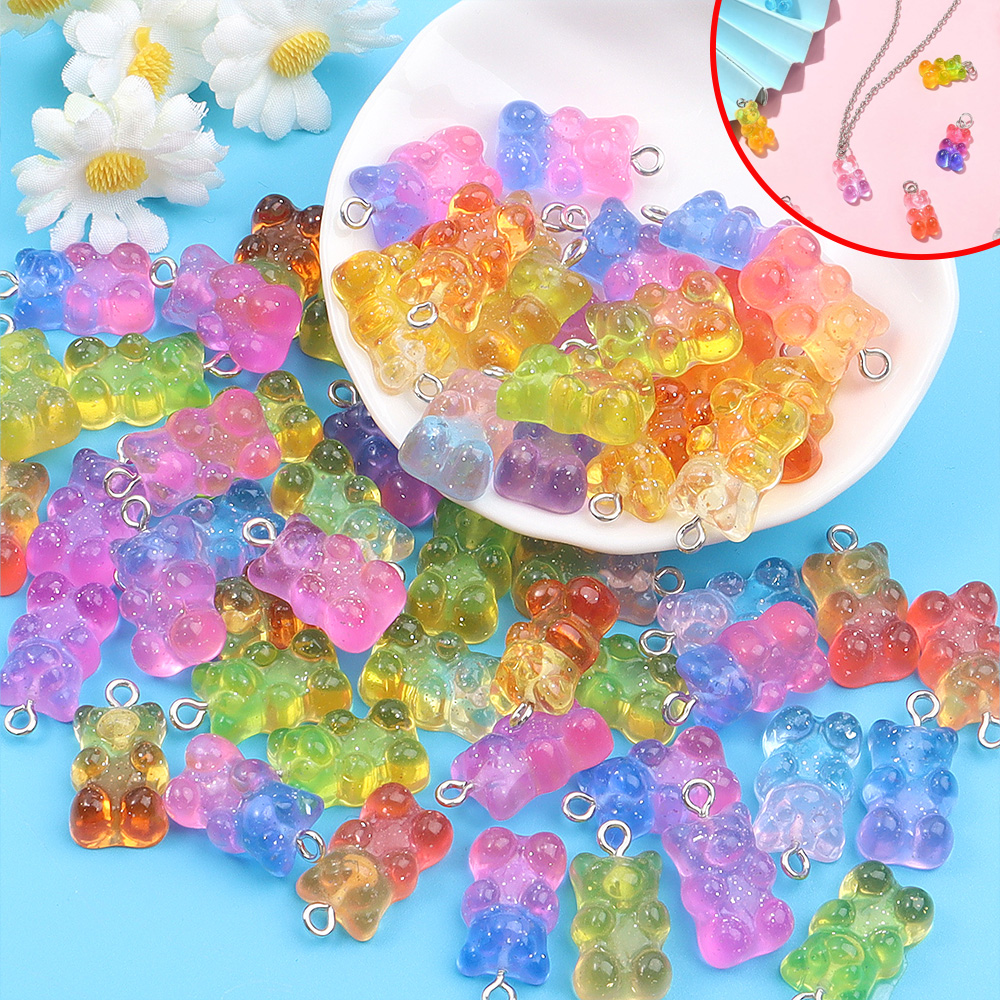 Resin Art Notes - 10/30/60pcs Dual Color Resin Bear Shaped