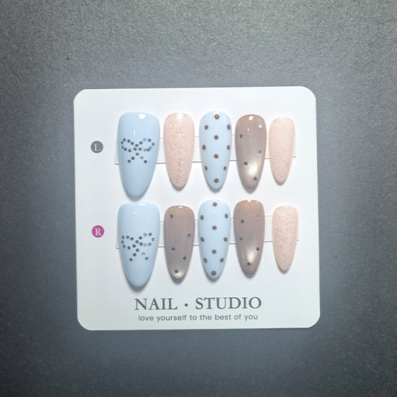 Resin Art Materials - 10Pcs Light Blue Press on Nails