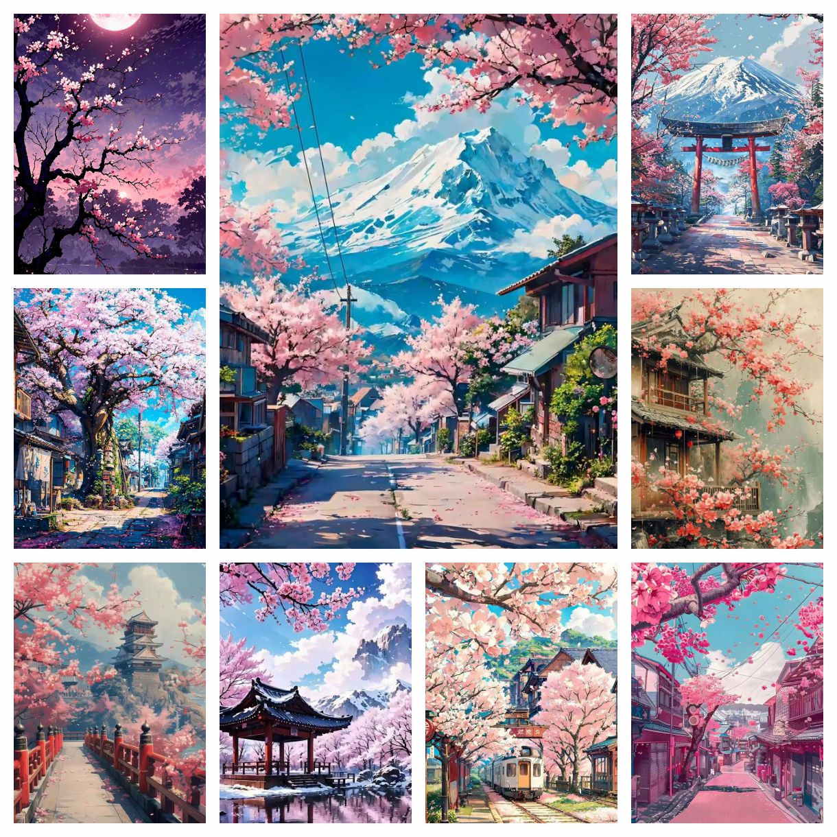 Resin Art Sticker - 1PC frameless Japanese Cherry Blossom 5D