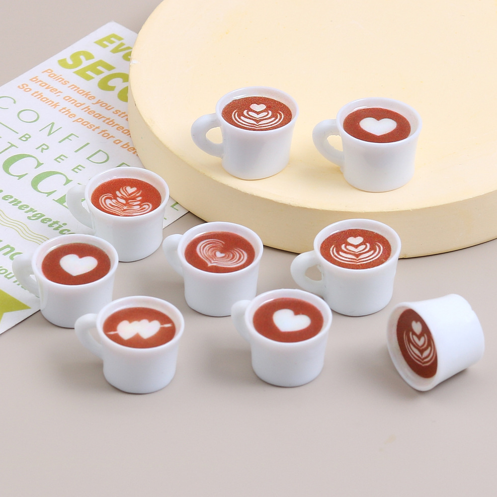 Resin Art Notes - 10pcs Love Heart Coffee Cup Resin