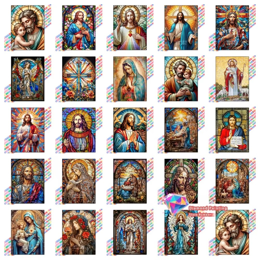 Resin Art Products - 1PC frameless Easter Jesus Square Round