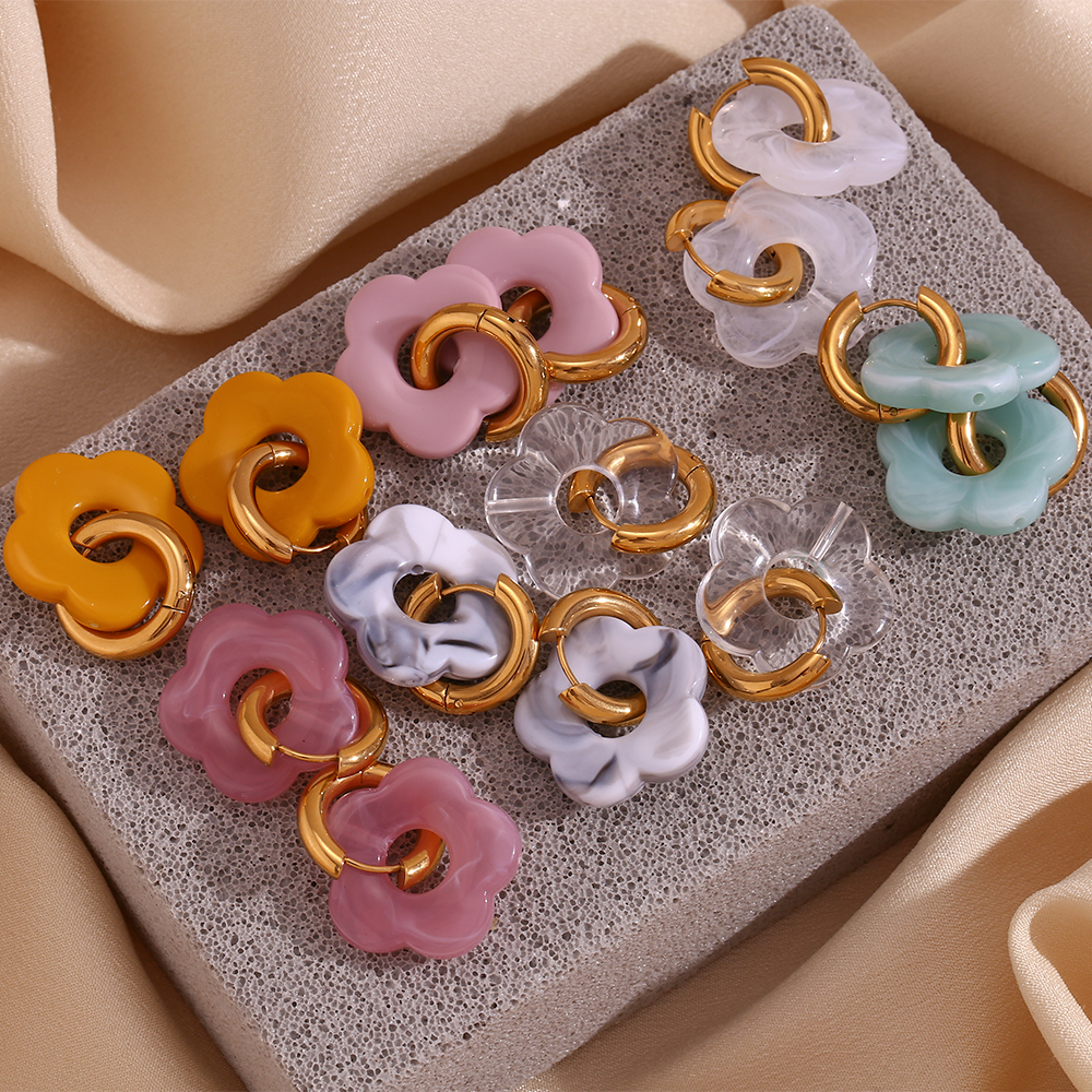 Resin Art Ring - E.B.belle Hoops Colorful Resin Flower Drop