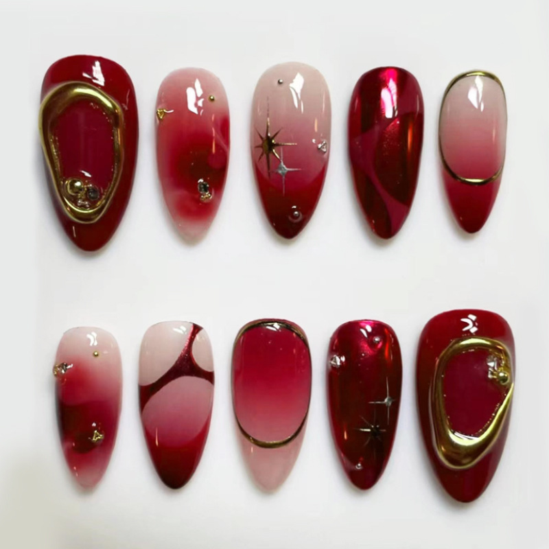 24pcs Red Almond False Nails A – Resin Art Online recenzja i cena