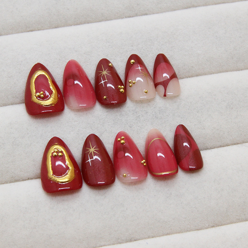 24pcs Red Almond False Nails A – Resin Art Online recenzja i cena