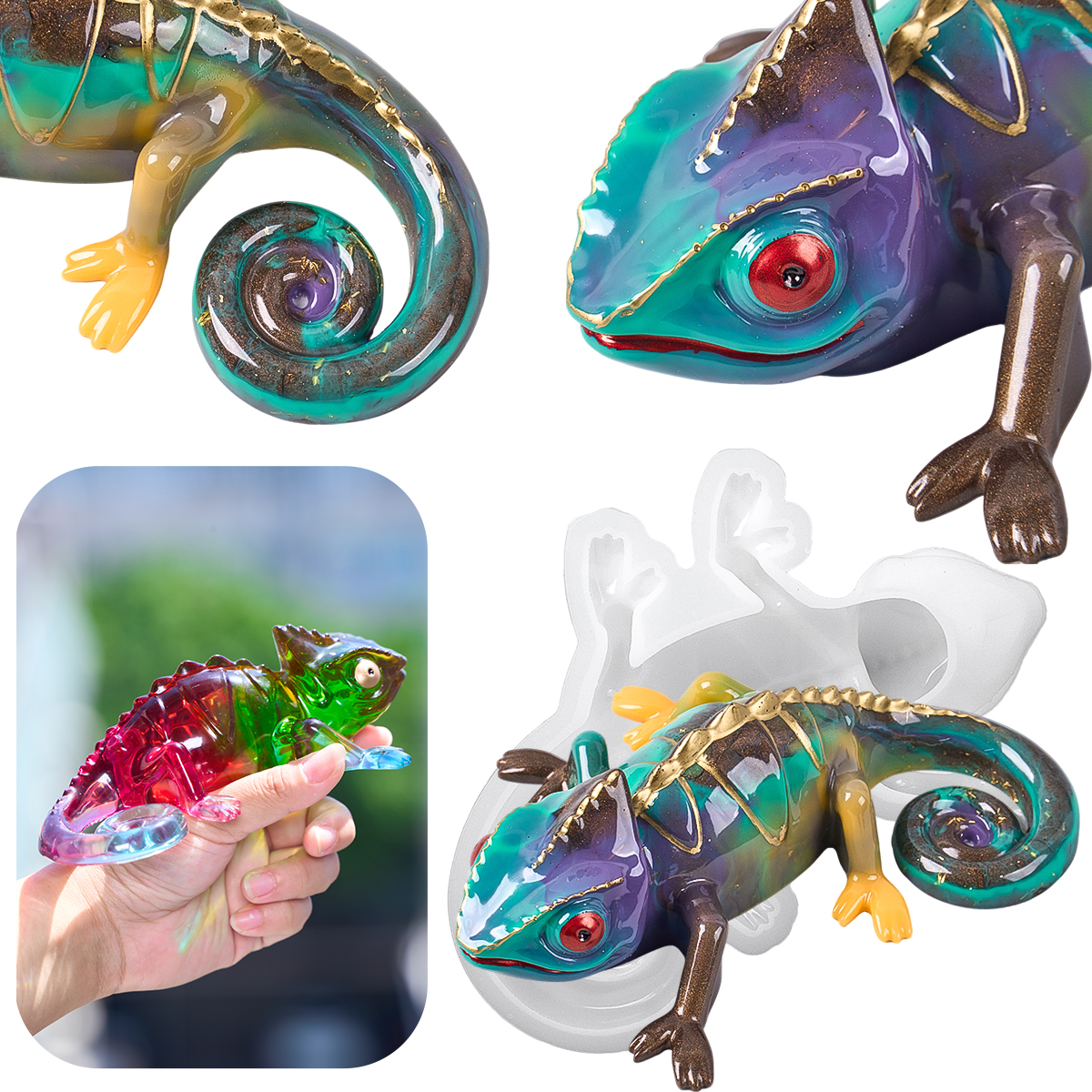 17cm 3D Chameleon Lizard Silic – Resin Art Mould recenzja i cena