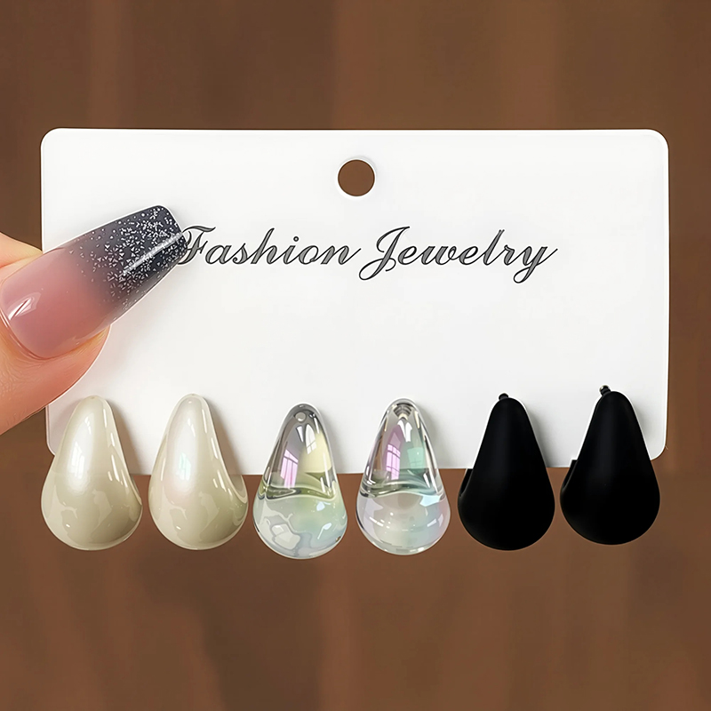 3 Pairs Fashion Resin Drop Ear – Resin Art Ring recenzja i cena