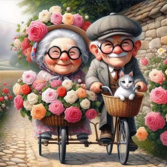 Cartoon Happy Old Couple 5D Fu – Resin Art Canvas recenzja i cena