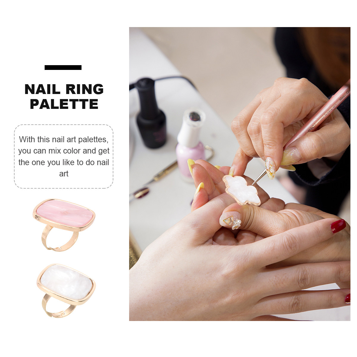 2Pcs Nail Art Finger Ring Pale – Resin Art Ring recenzja i cena