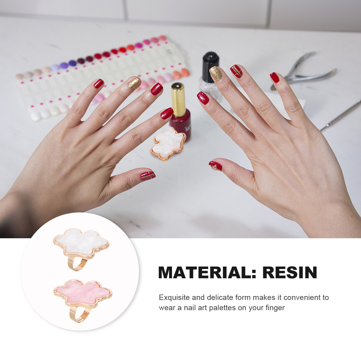2Pcs Nail Art Finger Ring Pale – Resin Art Ring recenzja i cena