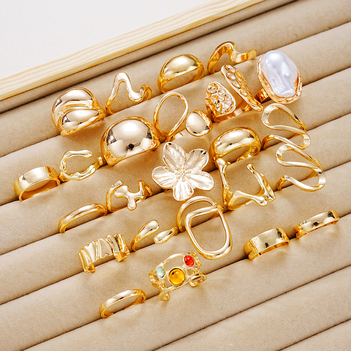 24pcs/Set Retro Flower Ring Se – Resin Art Ring recenzja i cena