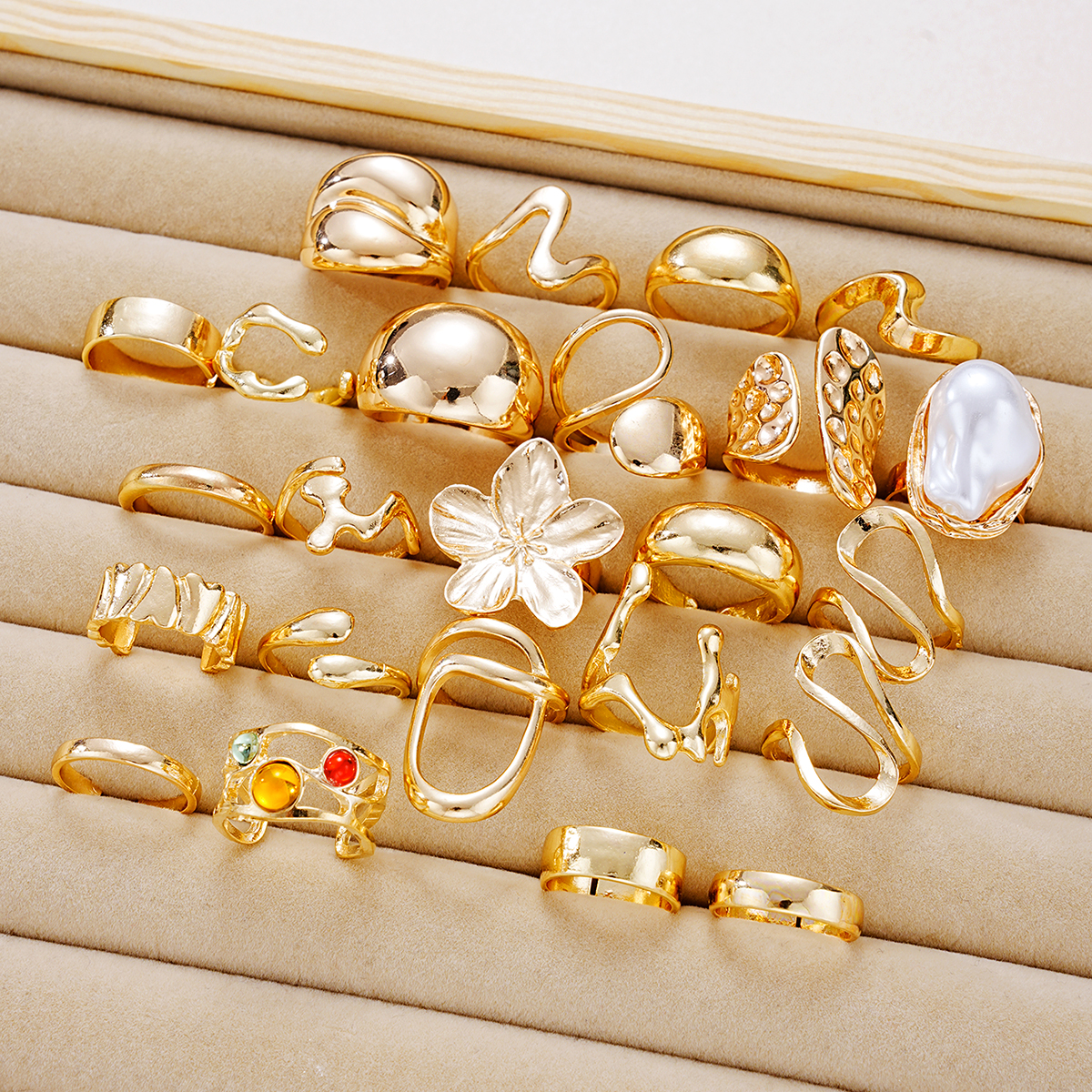 24pcs/Set Retro Flower Ring Se – Resin Art Ring recenzja i cena