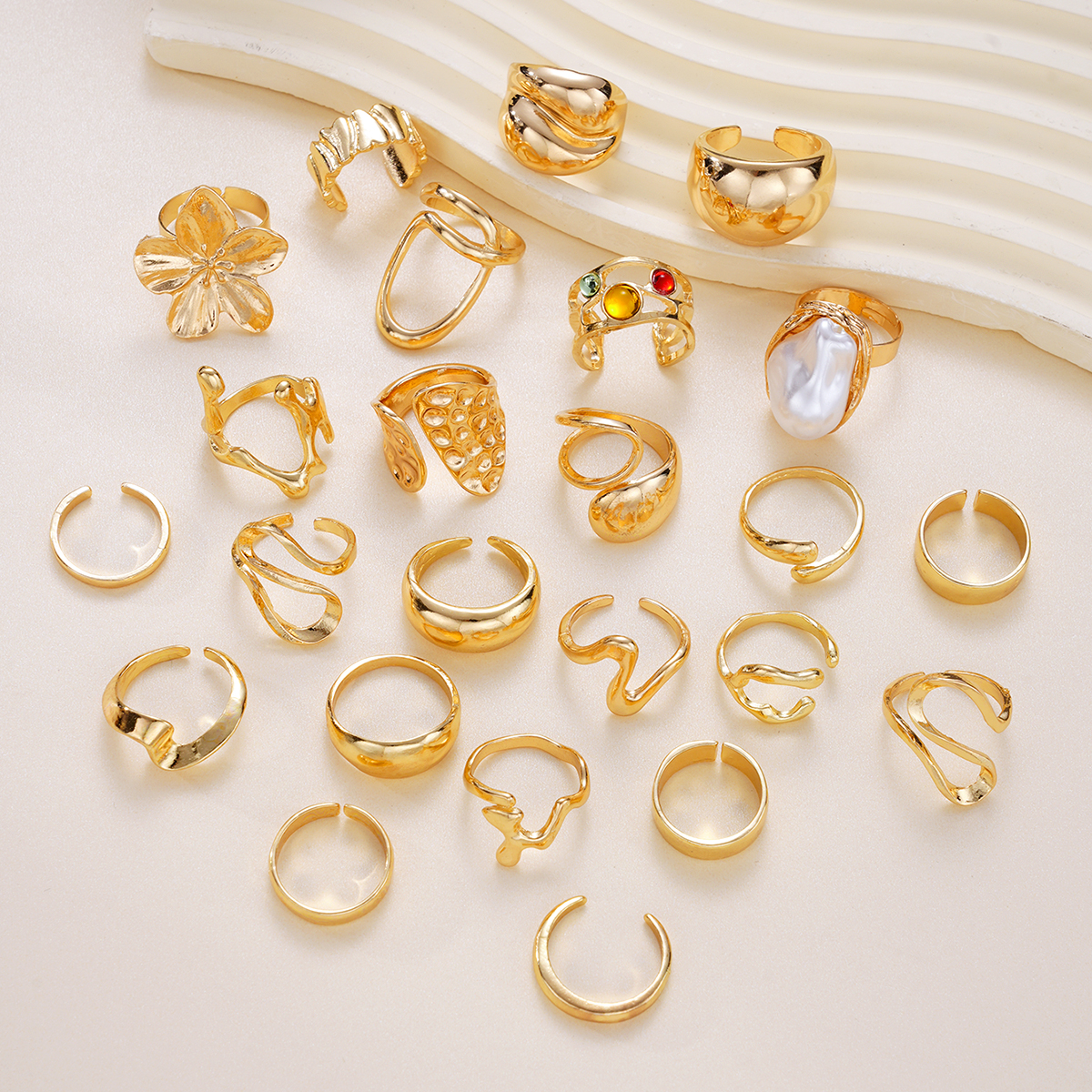 24pcs/Set Retro Flower Ring Se – Resin Art Ring recenzja i cena