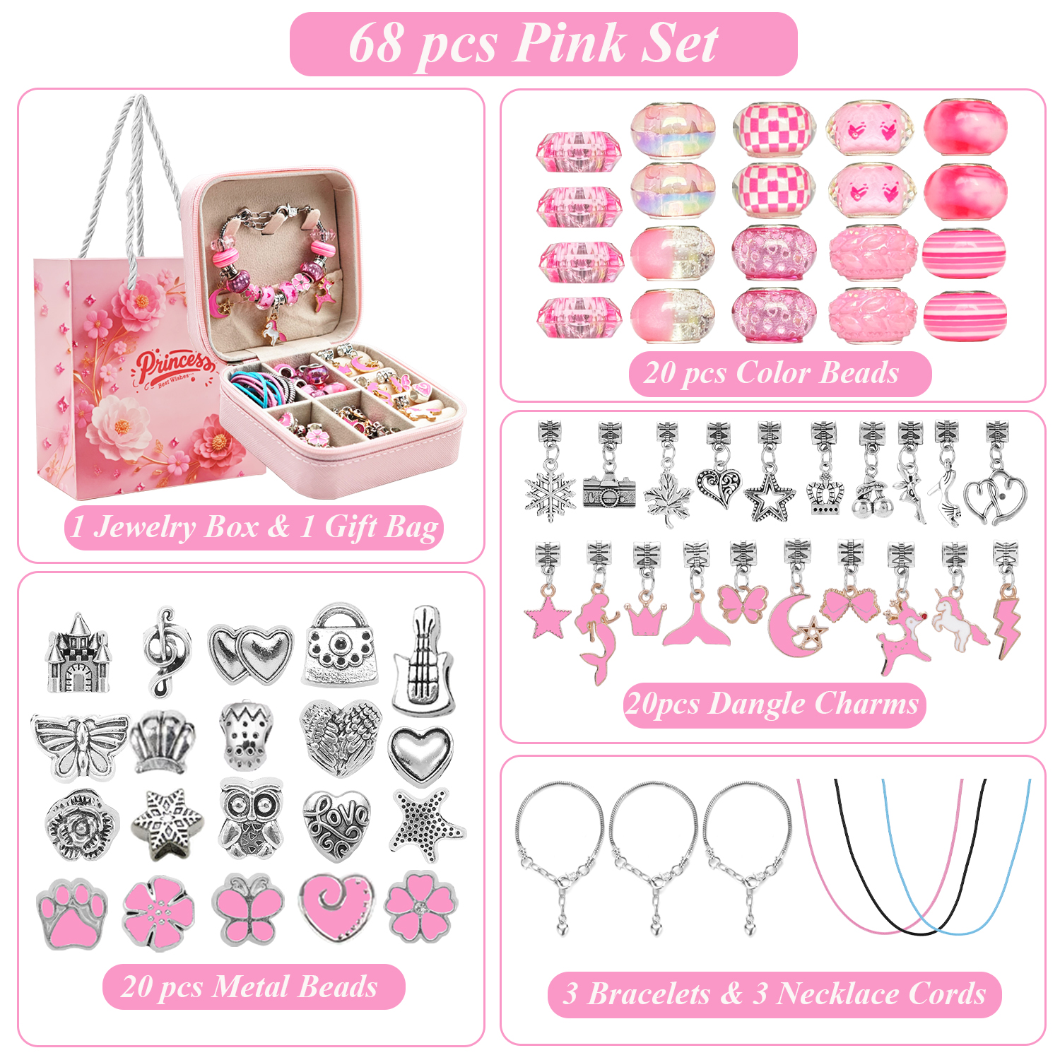 68pcs pink beaded jewelry set, – Resin Art Notes recenzja i cena