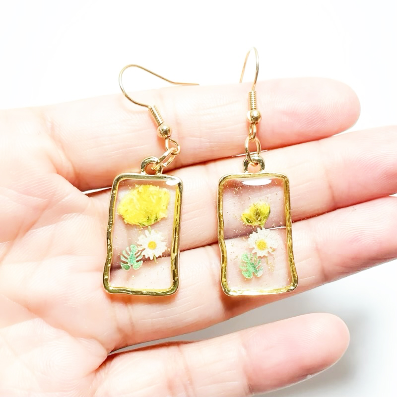 Dried Flower Earrings Heart Re – Resin Art Ring recenzja i cena