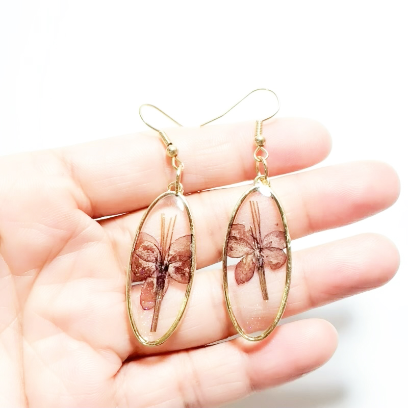 Dried Flower Earrings Heart Re – Resin Art Ring recenzja i cena
