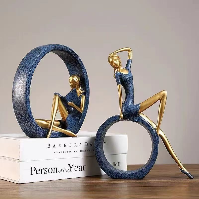 2PCS Yoga Reading Girl Statue  – Resin Art India recenzja i cena